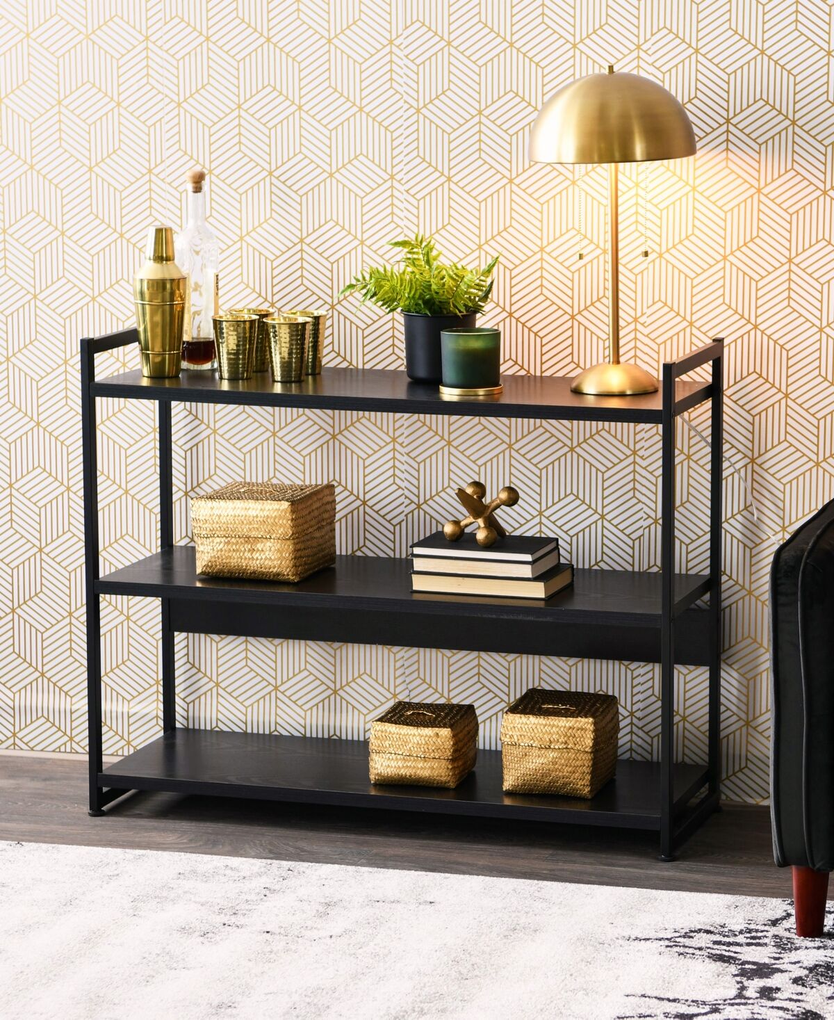 Household Essentials 3 Tier Bookshelf - Black