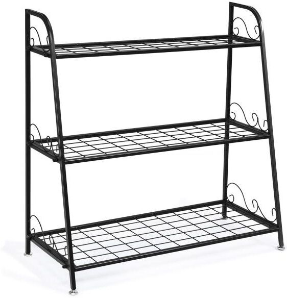 Slickblue 3-tier Metal Plant Stand Shelf Display Rack for Plants Shoes Flower Pot - Black