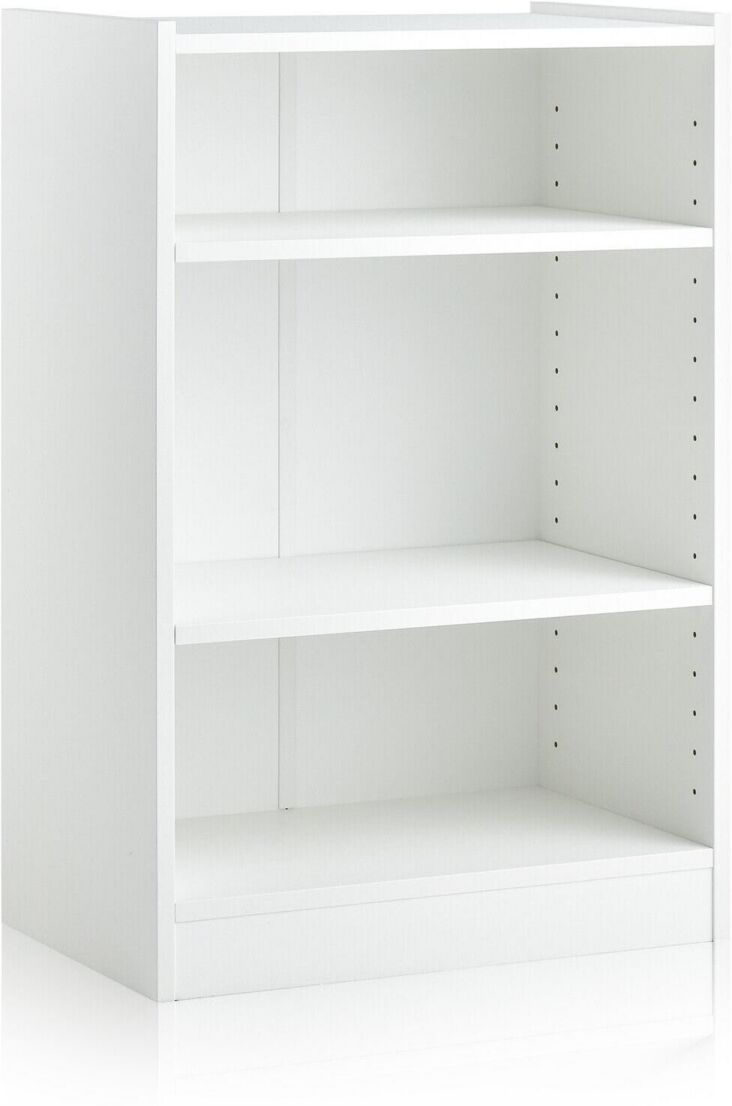 Slickblue 3-Tier Bookcase Open Display Rack Cabinet with Adjustable Shelves - White