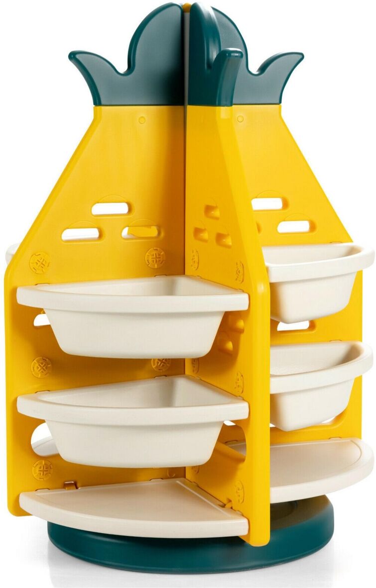 Costway Kids Toy Storage Organizer 360° Revolving Pineapple Shelf - Yellow