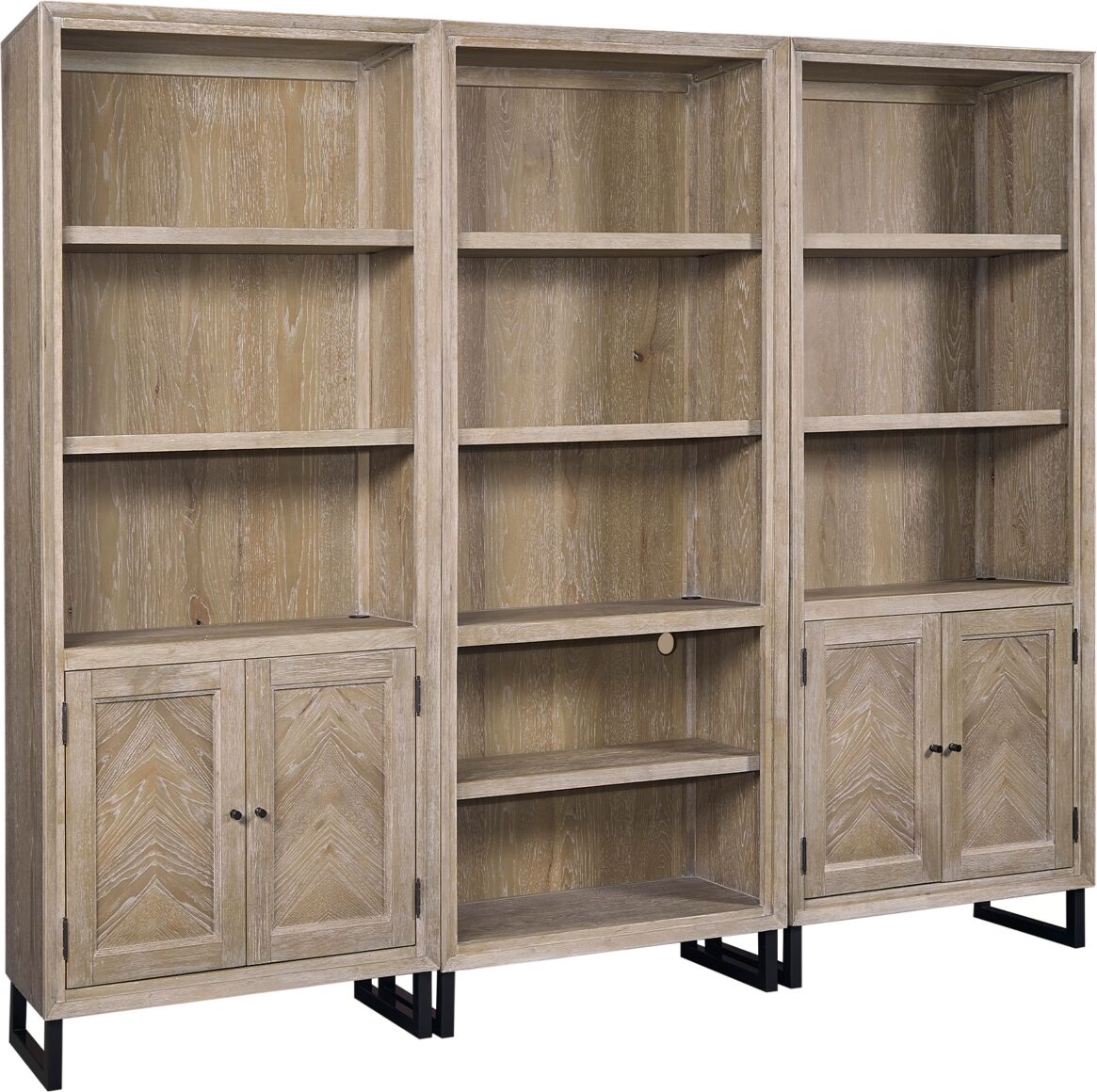 Furniture Gidian Home Office 3-Pc. Set (Open Bookcase, Open Bookcase, Door Bookcase) - Bleached Khaki