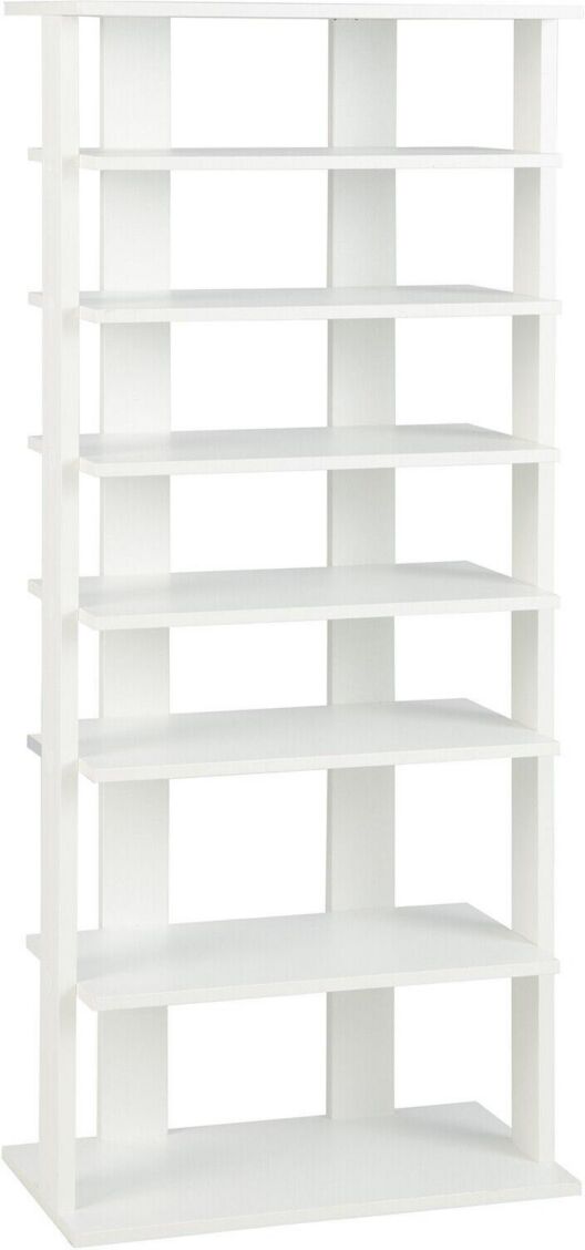 Slickblue 7-Tier Dual Shoe Rack Free Standing Shelves Storage Shelves Concise - White