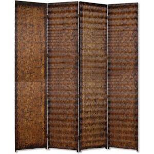 Screen Gems Hand Finished Golden leaf Double sided 4 Panel 7' x 7' Albata Screen - Brown