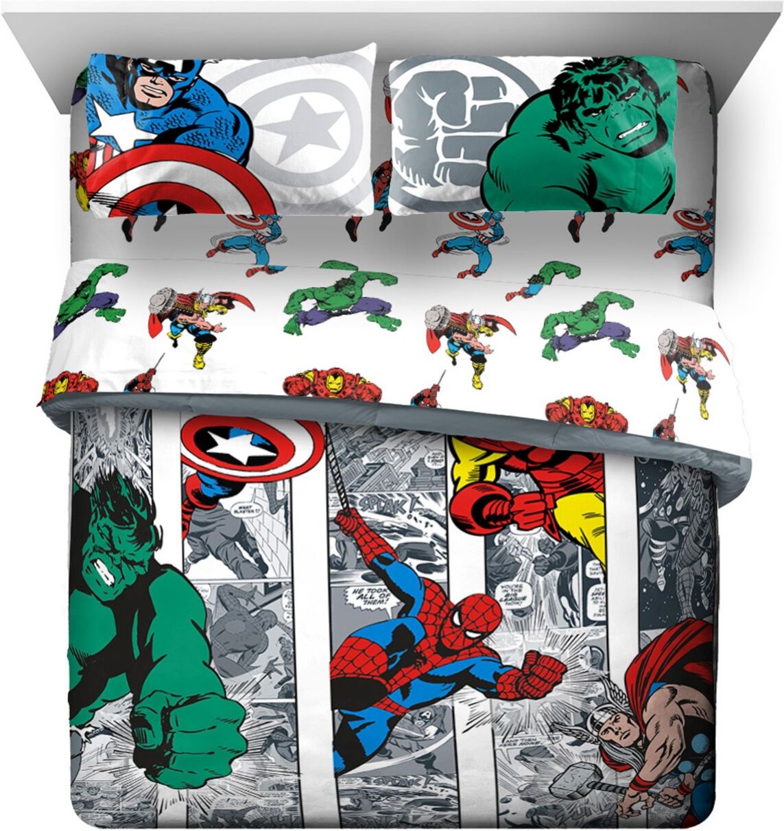 Avengers Comic Cool Queen Bed Set, 5 Pieces - Multicolor