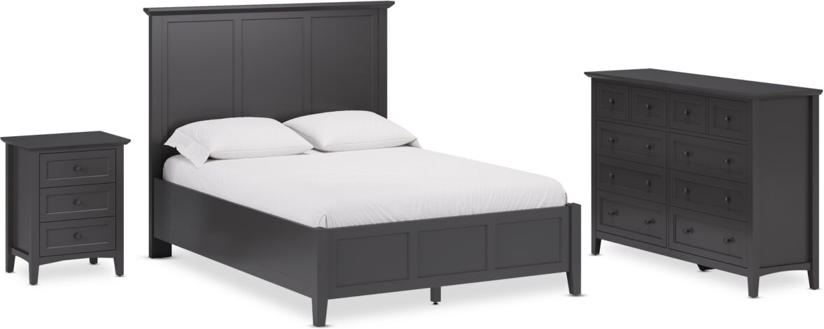 Furniture Hedworth Queen Bed 3pc Set (Queen Bed + Dresser + Nightstand) - Black