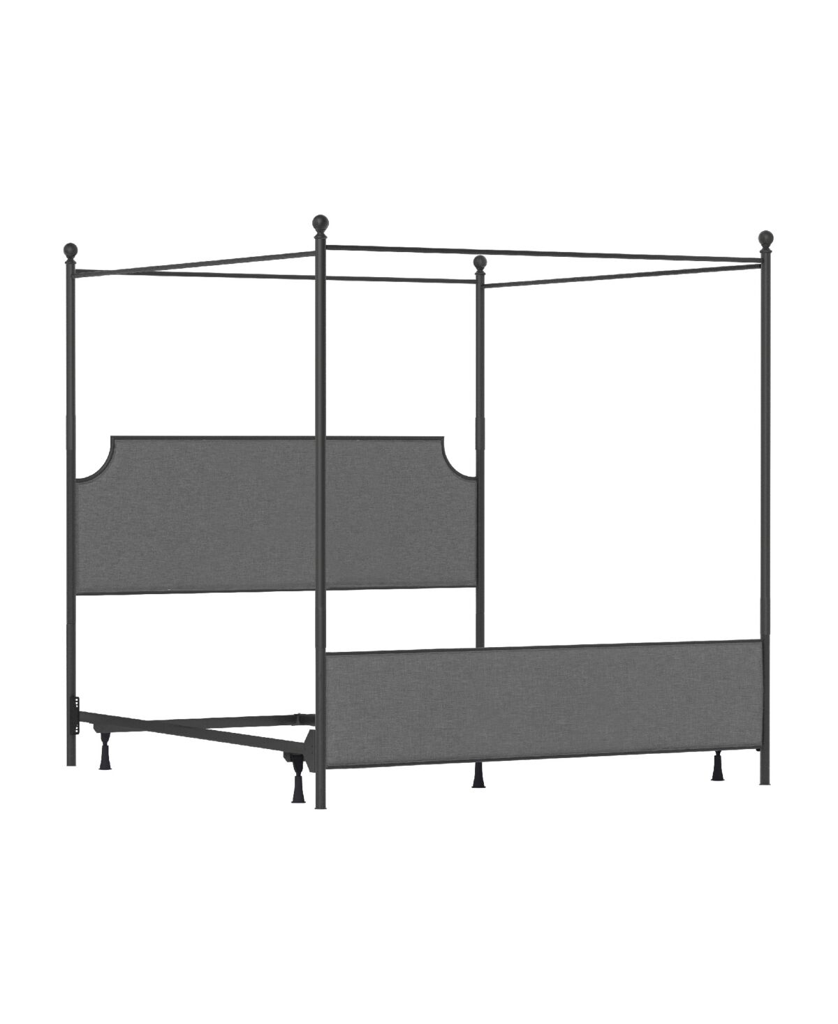 Hillsdale Mac Arthur and Upholstered Canopy Bed, King - Matte Black, Gray