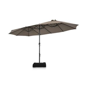 Costway 15FT Double-Sided Twin Patio Umbrella Sun Shade Outdoor Crank Market Base - Brown