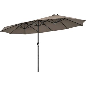 Costway 15FT Patio Double-Sided Umbrella Crank Outdoor Garden Market Sun Shade - Brown