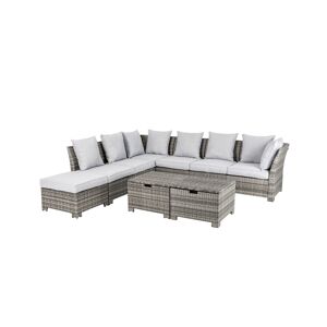 Glitzhome Outdoor Patio All-Weather Wicker Sectional 9-Piece Set - Gray