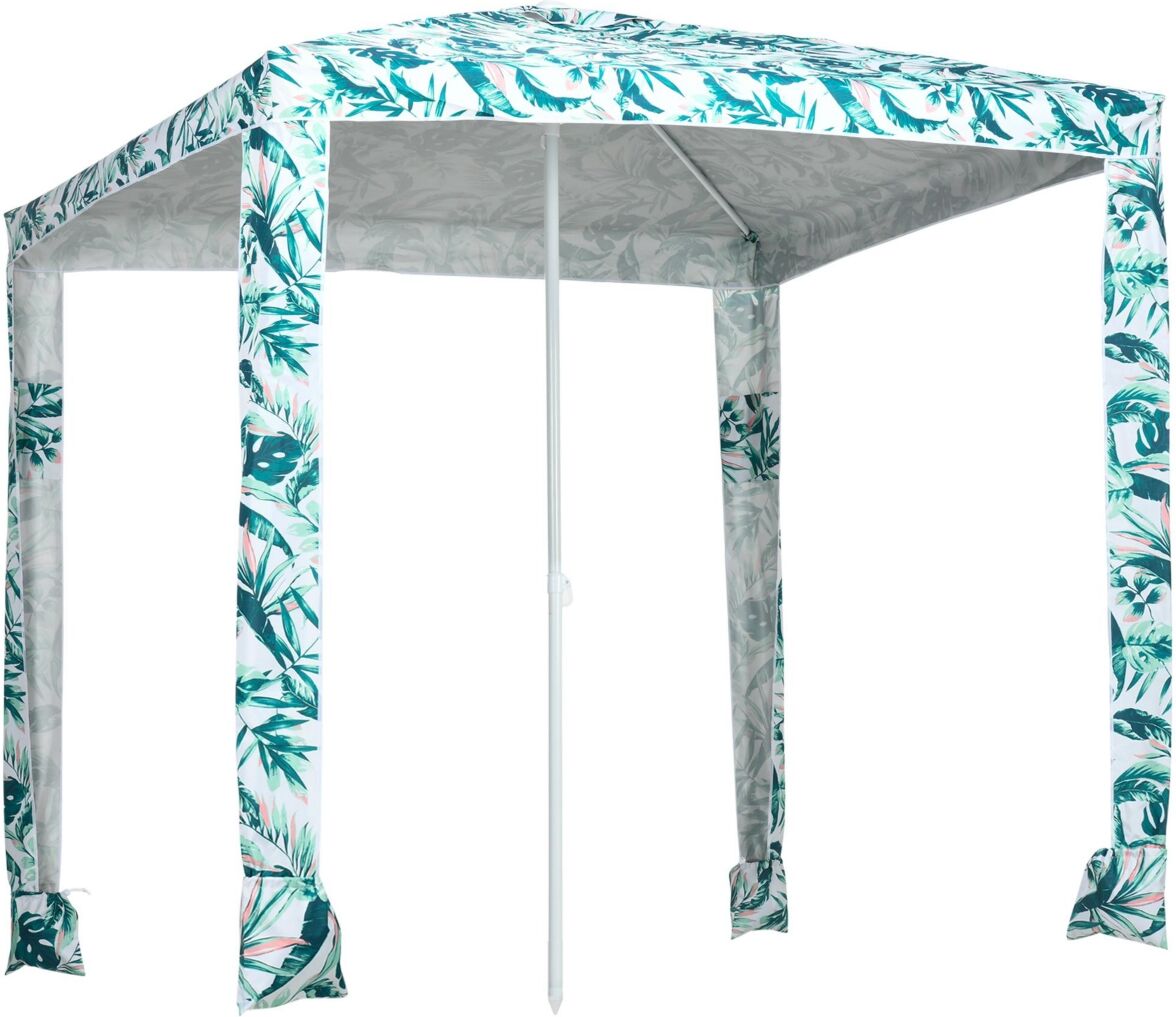 Outsunny Quick Beach Cabana Canopy Umbrella, 6.5' Easy-Assembly Sun-Shade Shelter with Sandbags and Carry Bag, Cool UV50+ Fits Kids & Family, Green Co