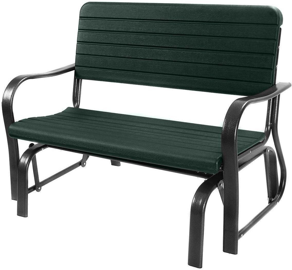 Costway Outdoor Patio Swing Porch Rocker Glider Bench Loveseat Garden Seat Steel - Black