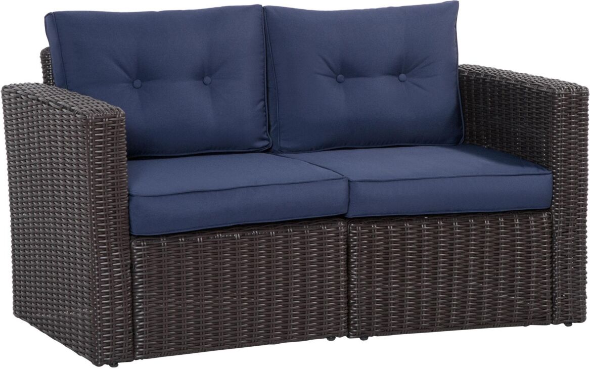 Outsunny 2 Piece Patio Wicker Corner Sofa Set, Outdoor Pe Rattan Furniture, with Curved Armrests and Padded Cushions for Balcony, Garden, or Lawn, Dar