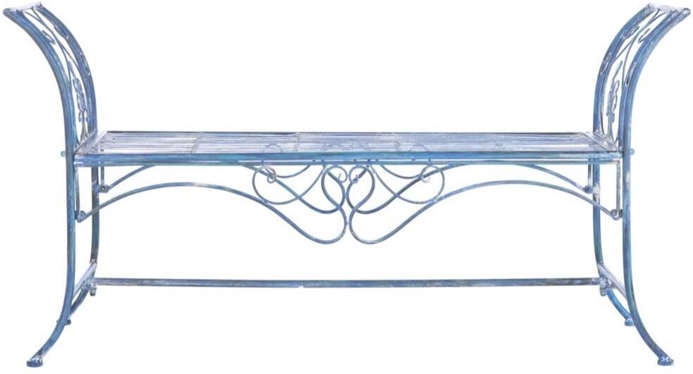 Safavieh Adina Wrought Iron 51.25 Inch W Outdoor Garden Bench - Antique blue