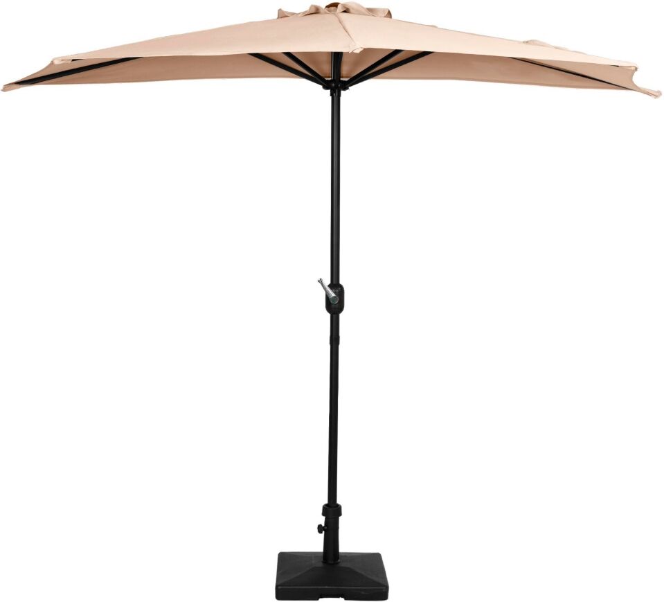 WestinTrends 9 Ft Outdoor Patio Half Market Umbrella with Concrete Weight Base Set - Beige