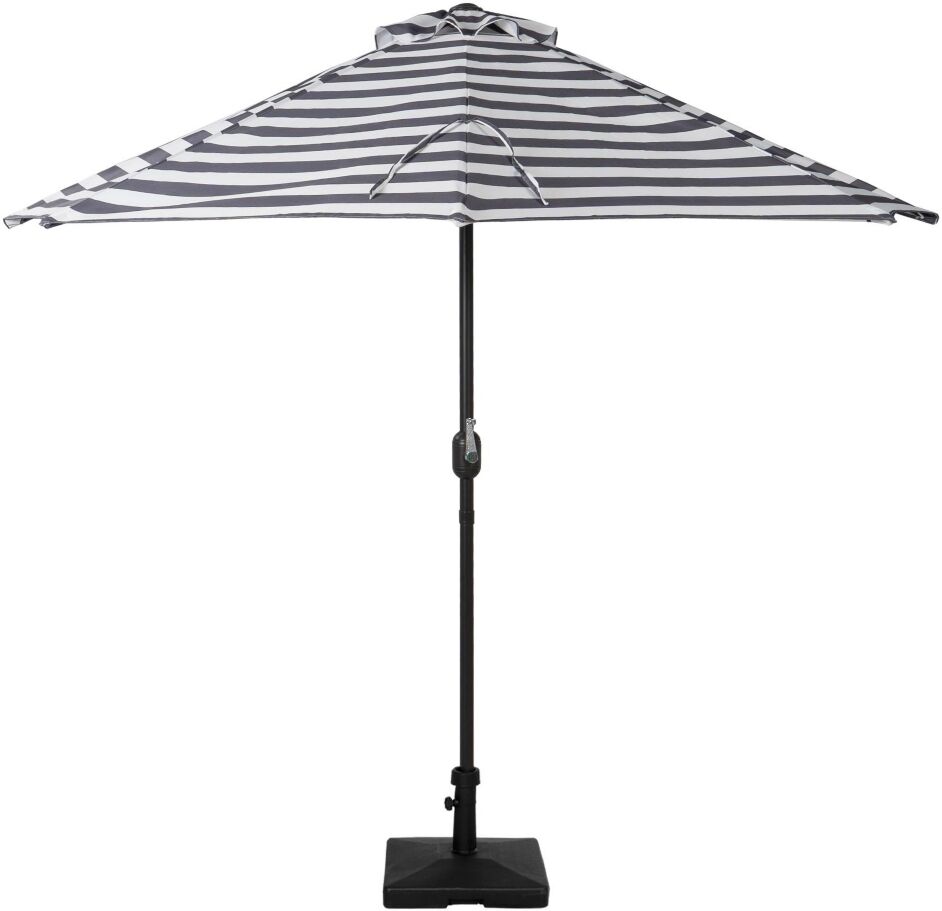 WestinTrends 9 Ft Outdoor Patio Half Market Umbrella with Concrete Weight Base Set - Black/white stripe