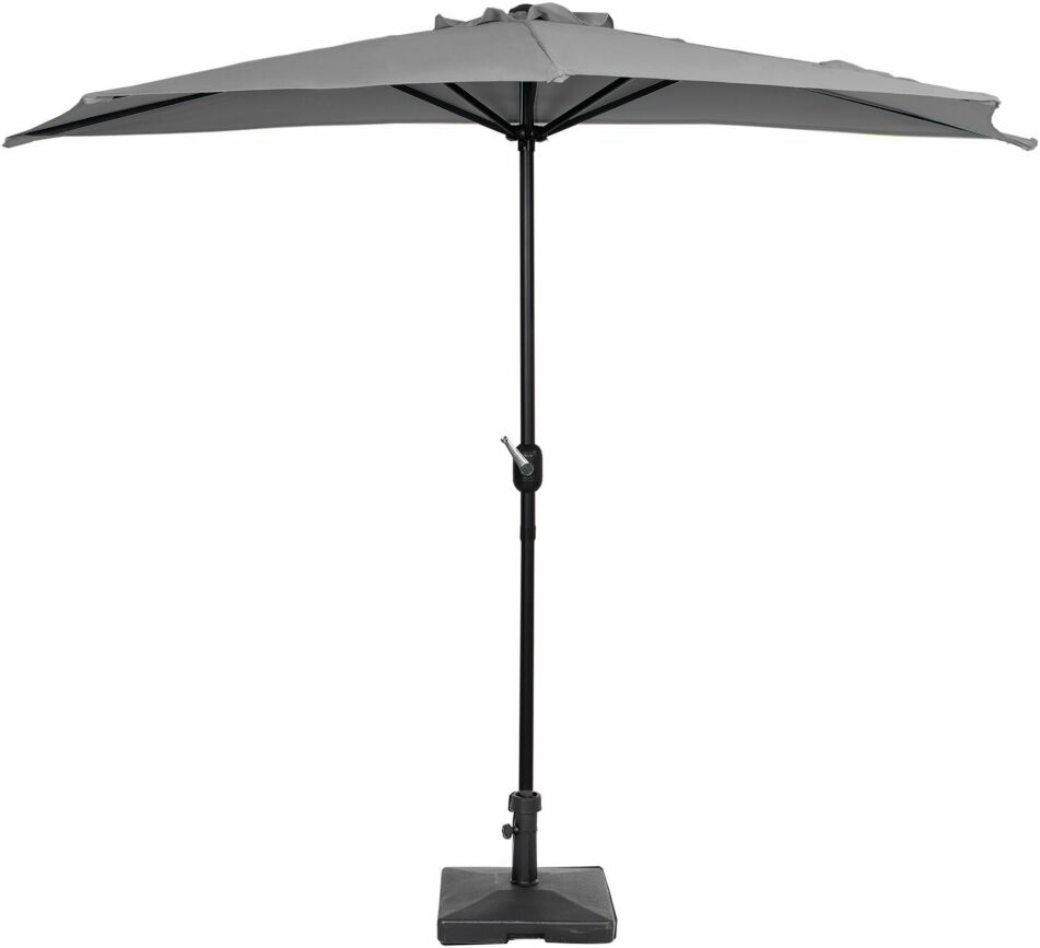 WestinTrends 9 Ft Outdoor Patio Half Market Umbrella with Concrete Weight Base Set - Gray