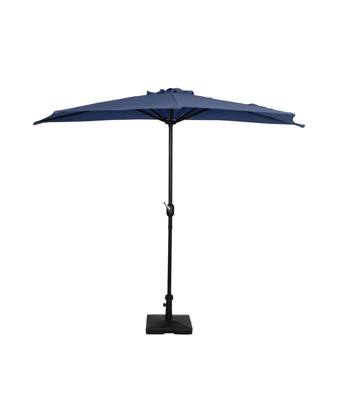 WestinTrends 9 Ft Outdoor Patio Half Market Umbrella with Concrete Weight Base Set - Navy blue