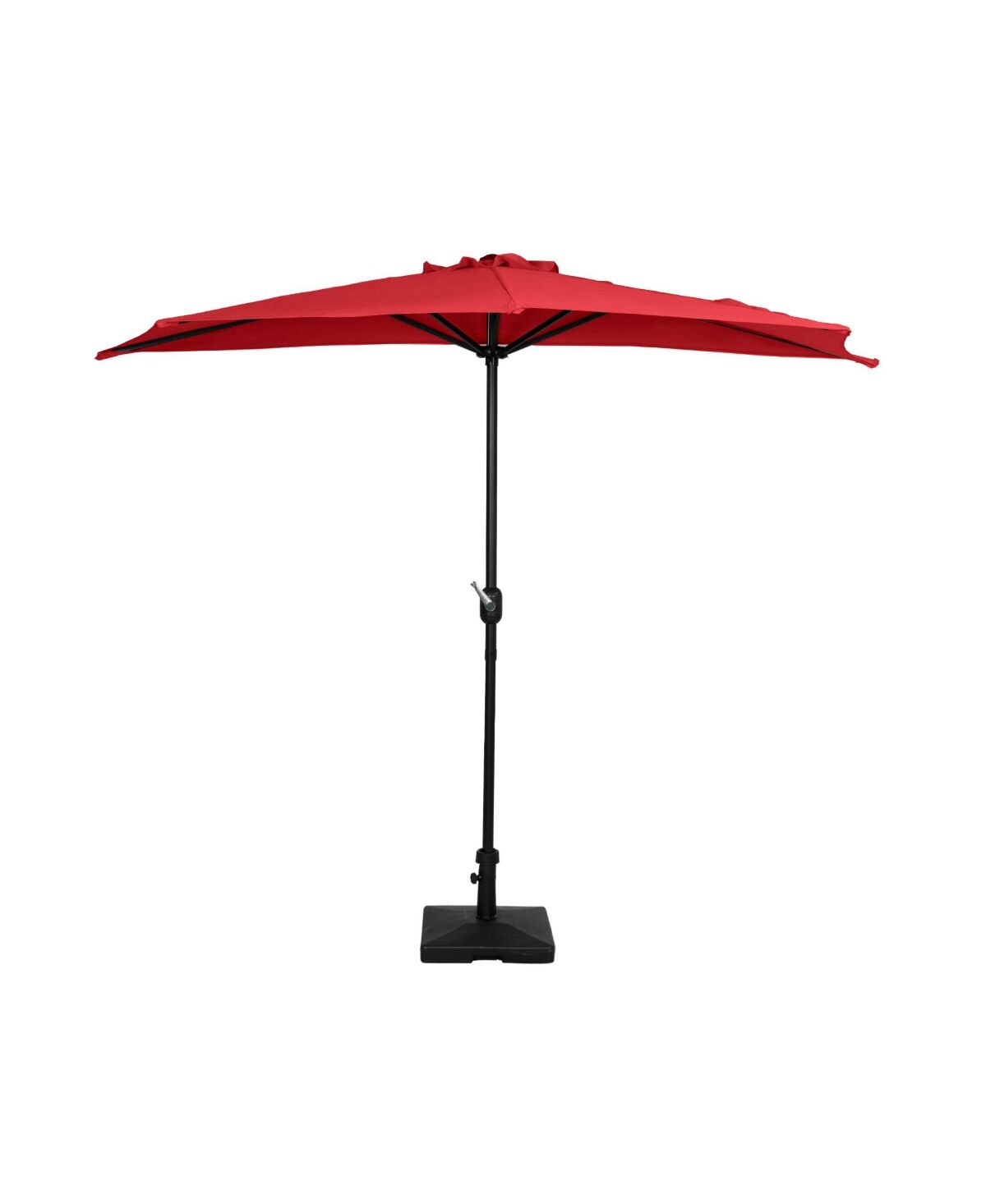WestinTrends 9 Ft Outdoor Patio Half Market Umbrella with Concrete Weight Base Set - Red