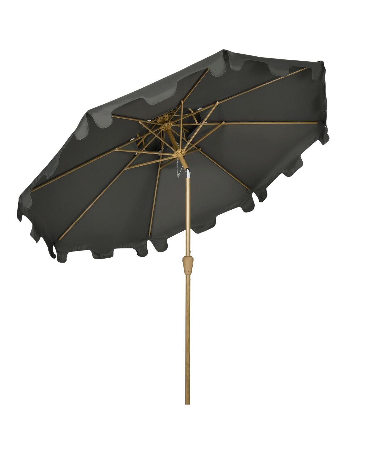 Outsunny 9' Patio Umbrella with Push Button Tilt and Crank, Double Top Ruffled Outdoor Market Table Umbrella with 8 Ribs, for Garden, Deck, Pool, Gray