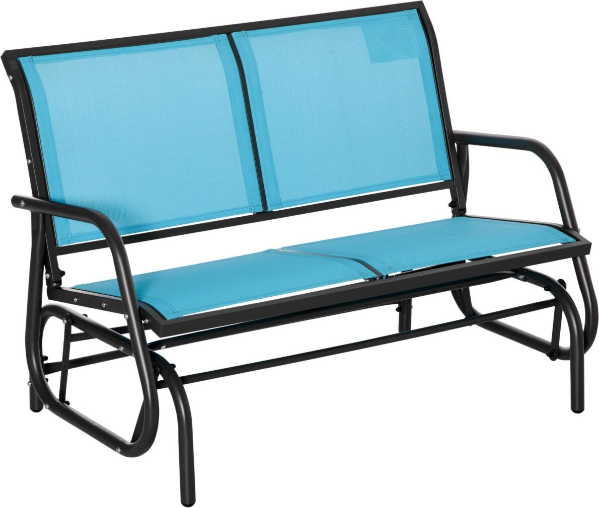 Outsunny 2-Person Outdoor Glider Bench Patio Double Swing Rocking Chair Loveseat w/Power Coated Steel Frame for Backyard Garden Porch, Blue - Blue