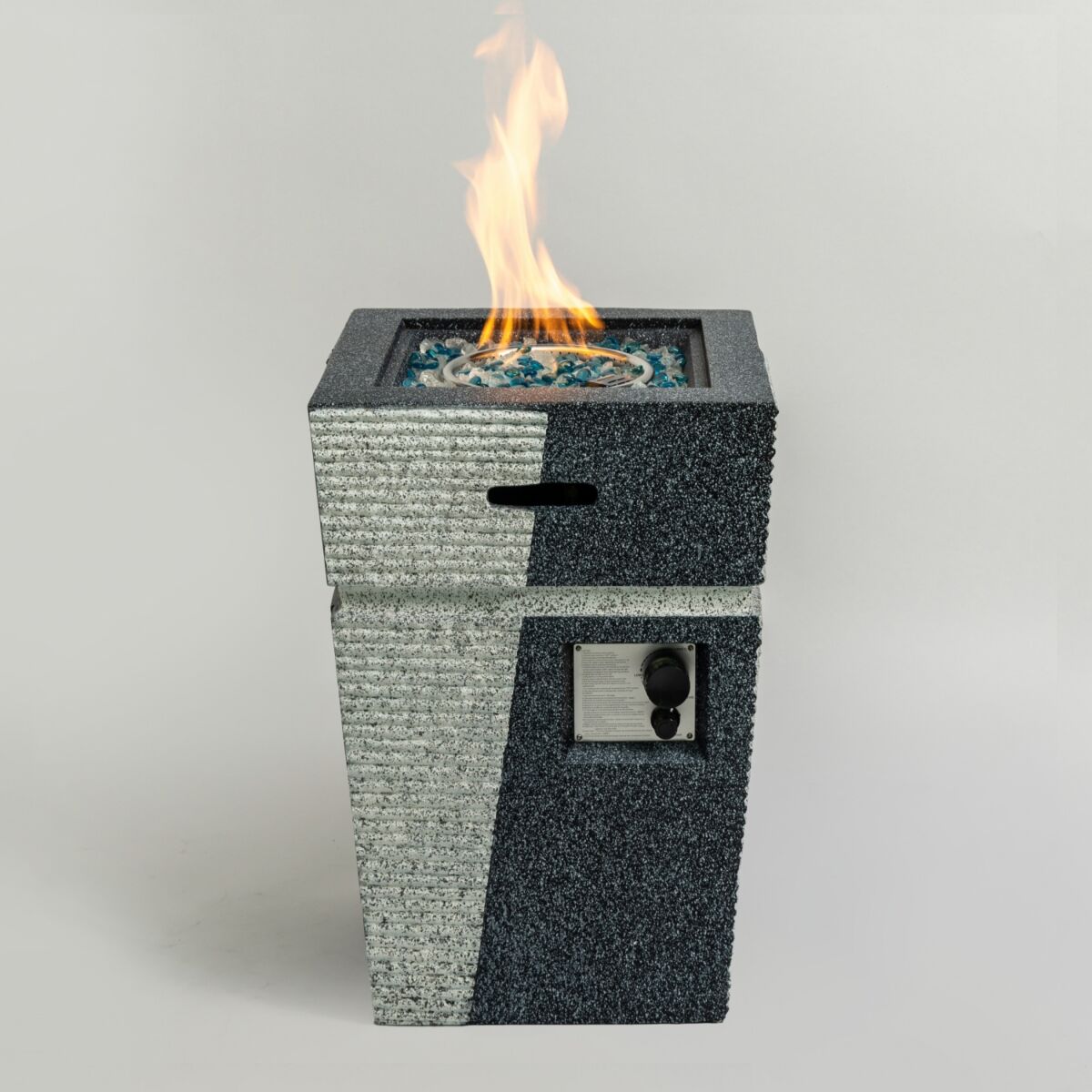 Simplie Fun Outdoor Concrete Fire Pit Column Propane Fire Pit Patio Gas Fire Pit - Grey