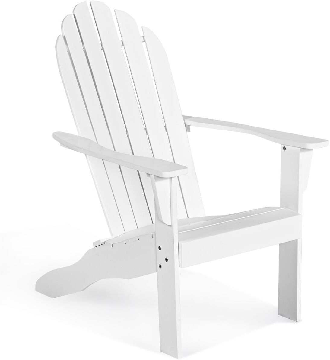 Costway Outdoor Adirondack Chair Solid Wood Durable Patio Garden Furniture - White