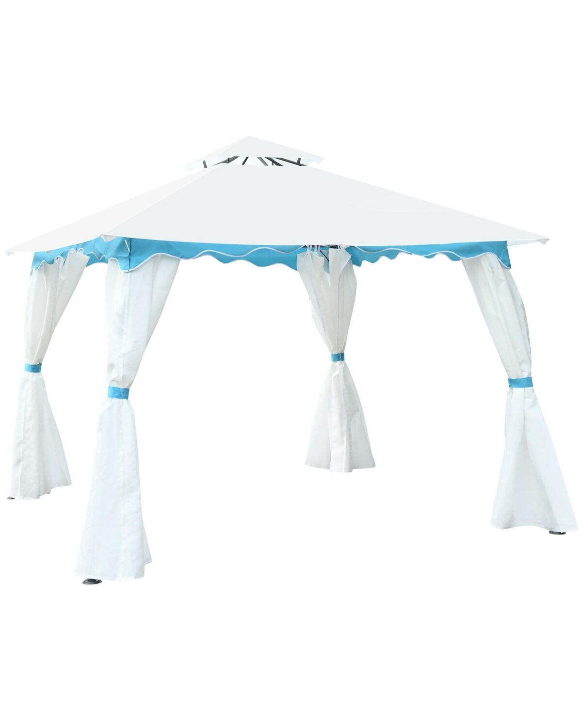 Costway 2 Tier 10'x10' Patio Gazebo Canopy Tent Steel Frame Shelter Awning W/Side Walls - White