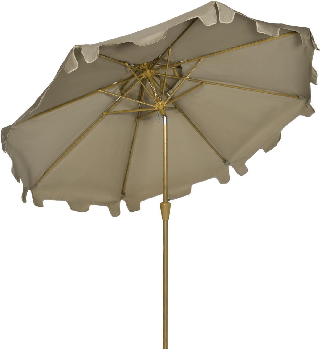 Outsunny 9' Patio Umbrella with Push Button Tilt and Crank, Double Top Ruffled Outdoor Market Table Umbrella with 8 Ribs, for Garden, Deck, Pool, Brow