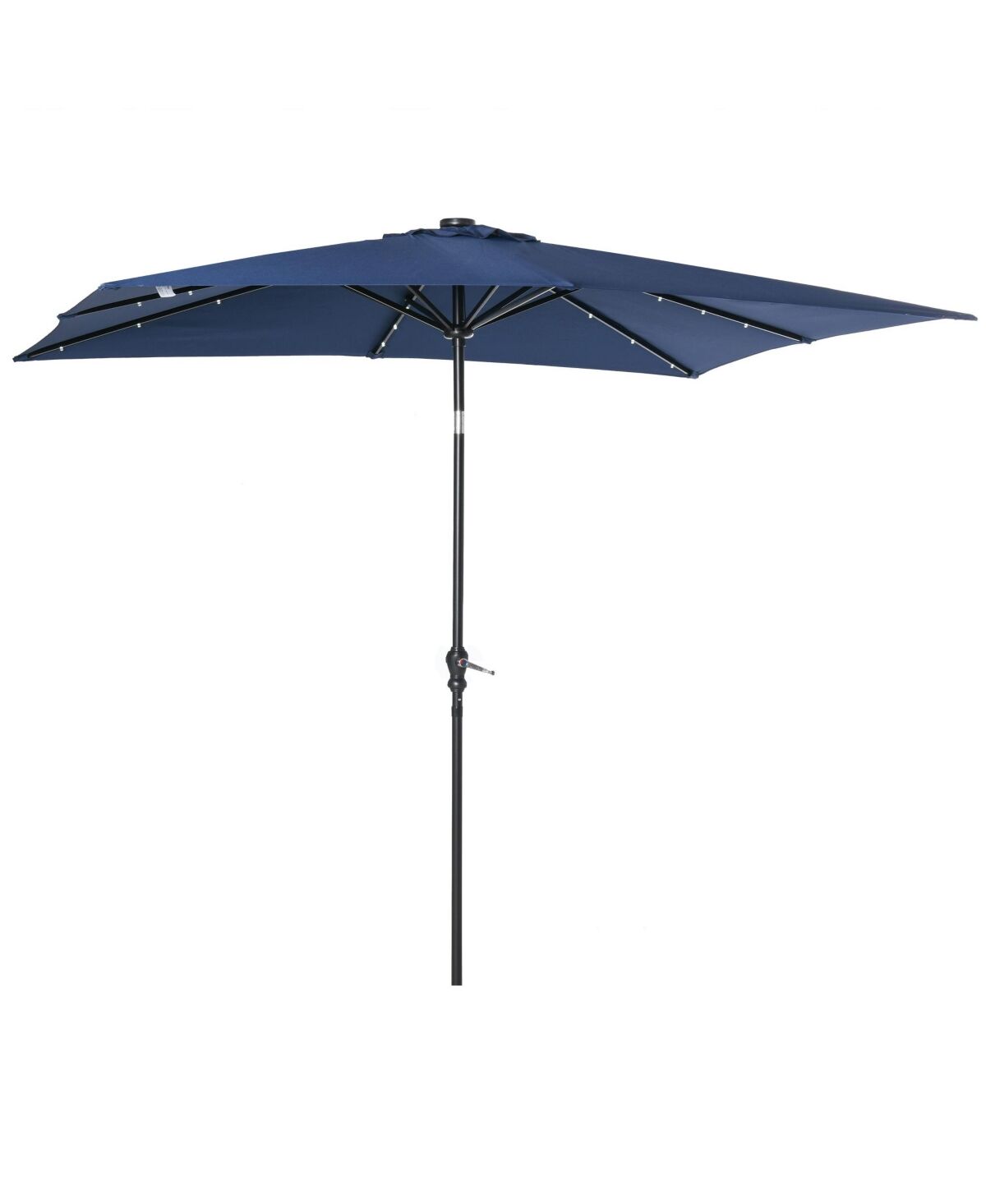 Outsunny 9' x 7' Patio Umbrella Outdoor Table Market Umbrella with Crank, Solar Led Lights, 45° Tilt, Push-Button Operation, for Deck, Backyard, Pool