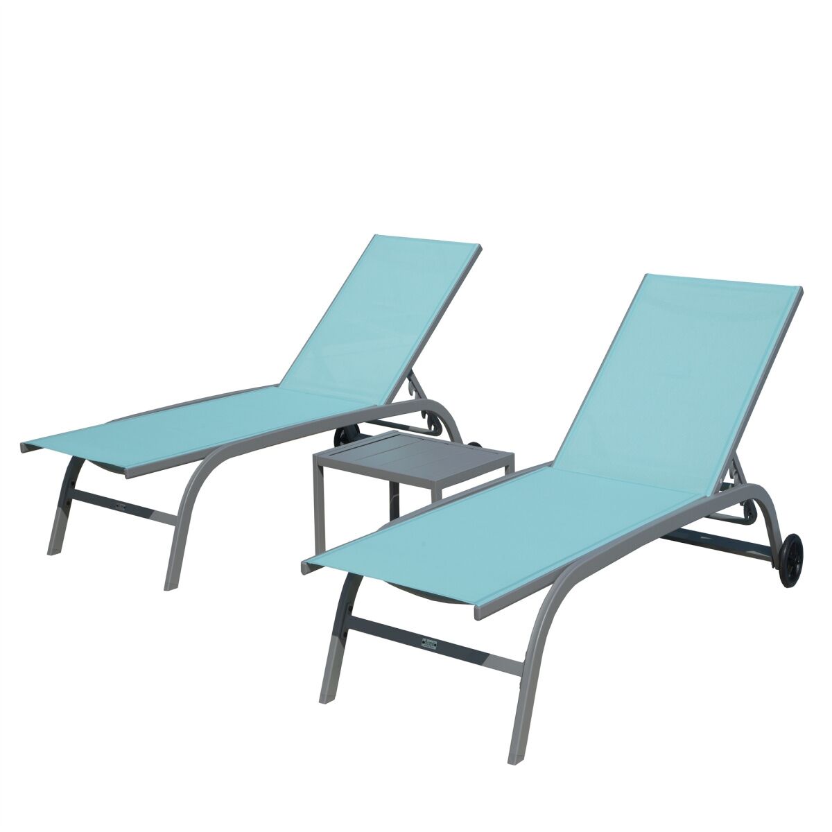 Simplie Fun Chaise Lounge Outdoor Set of 3, Lounge Chairs for Outside with Wheels, Outdoor Lounge Chairs with 5 Adjustable Position, Pool Lounge Chairs for Patio,