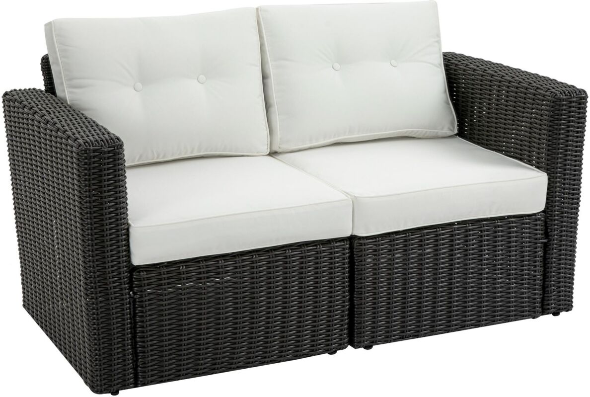 Outsunny 2 Piece Patio Wicker Corner Sofa Set, Outdoor Pe Rattan Furniture, with Curved Armrests and Padded Cushions for Balcony, Garden, or Lawn, Law