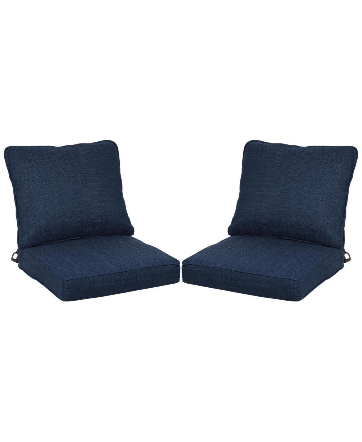 Aoodor 24.4''x23.2'' Outdoor Patio Deep Seating Cushion Set with Storage Bag Single Chair Sofa Seat/Back Cushion- Set of 2 - Light blue