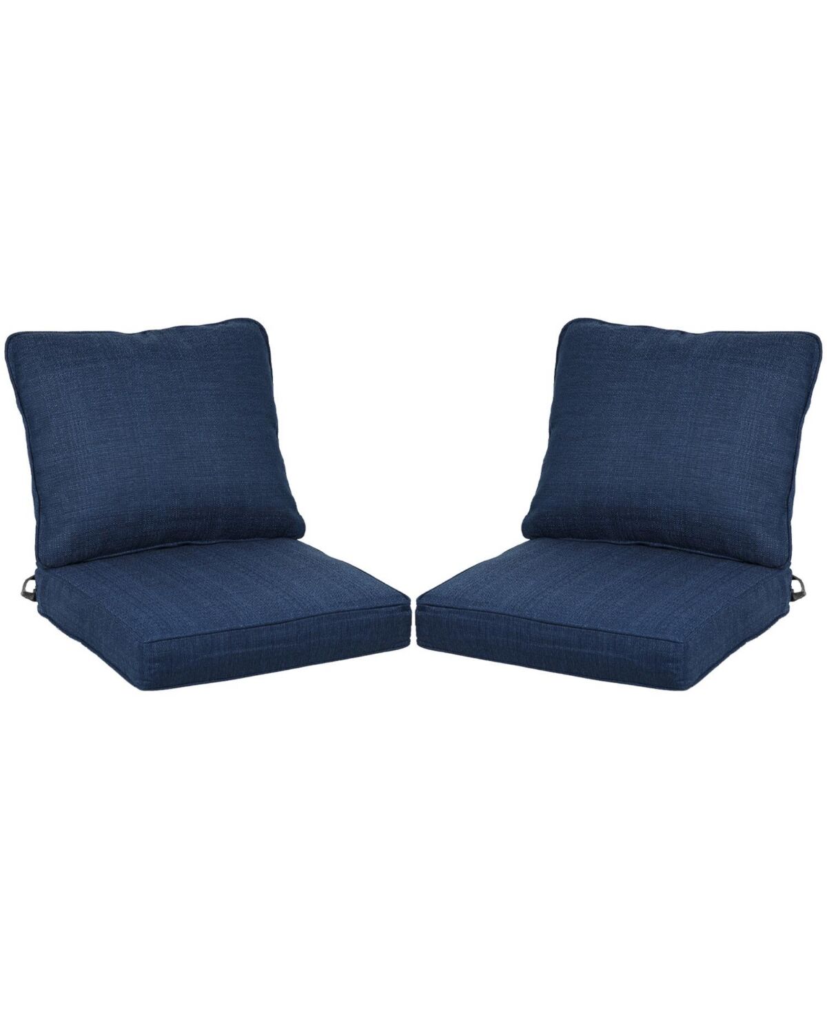 Aoodor 24.4''x23.2'' Outdoor Patio Deep Seating Cushion Set with Storage Bag Single Chair Sofa Seat/Back Cushion- Set of 2 - Dark blue