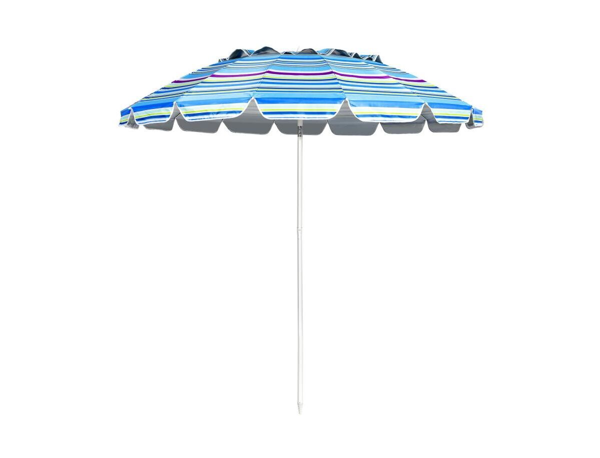 Slickblue 8 ft Portable Beach Umbrella with Sand Anchor and Tilt Mechanism for Garden and Patio - Blue