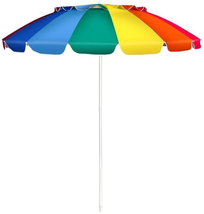 Slickblue 8 ft Portable Beach Umbrella with Sand Anchor and Tilt Mechanism for Garden and Patio - Multicolor