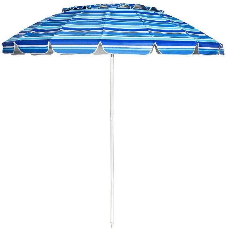 Slickblue 8 ft Portable Beach Umbrella with Sand Anchor and Tilt Mechanism for Garden and Patio - Navy