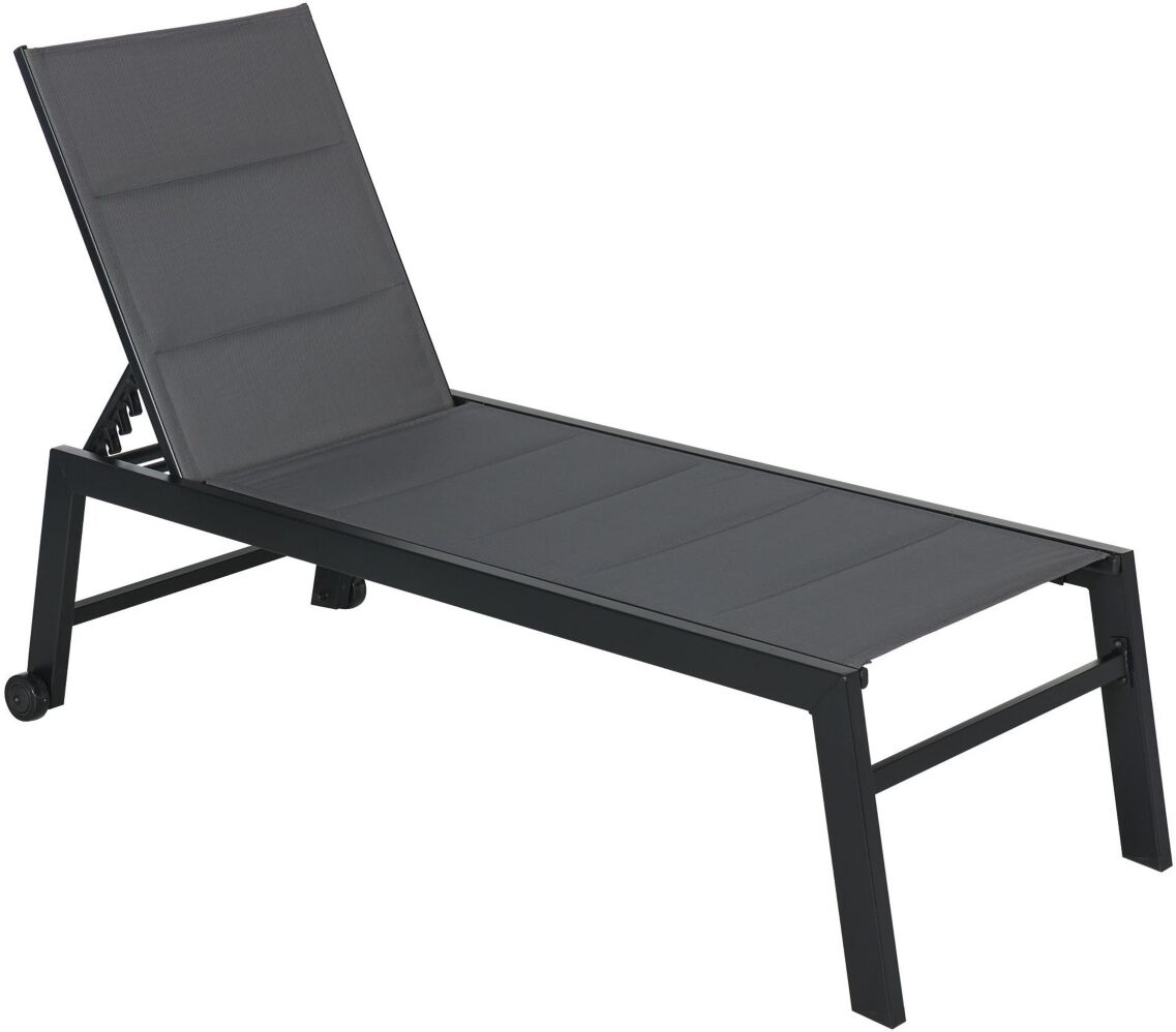 Outsunny Outdoor Chaise Lounge Chair, Pool & Sun Tanning Chair with Five-Position Reclining Back, Wheels, Thick Iron Frame & Sling Fabric for Beach, Y