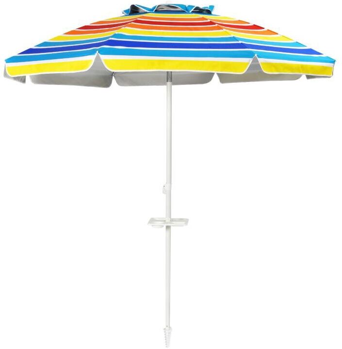 Slickblue 7.2 ft Portable Outdoor Beach Umbrella with Sand Anchor and Tilt Mechanism - Multicolor