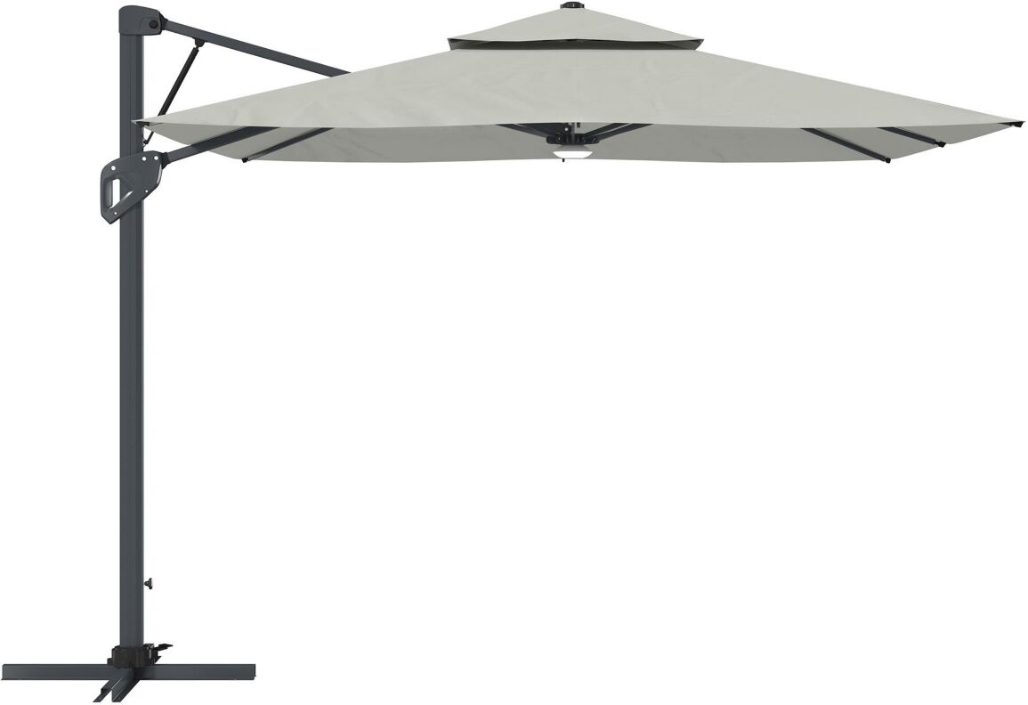 Mondawe 10ft Square Solar Led Offset Cantilever Outdoor Patio Umbrella with Built-in Bluetooth Speaker - Gray