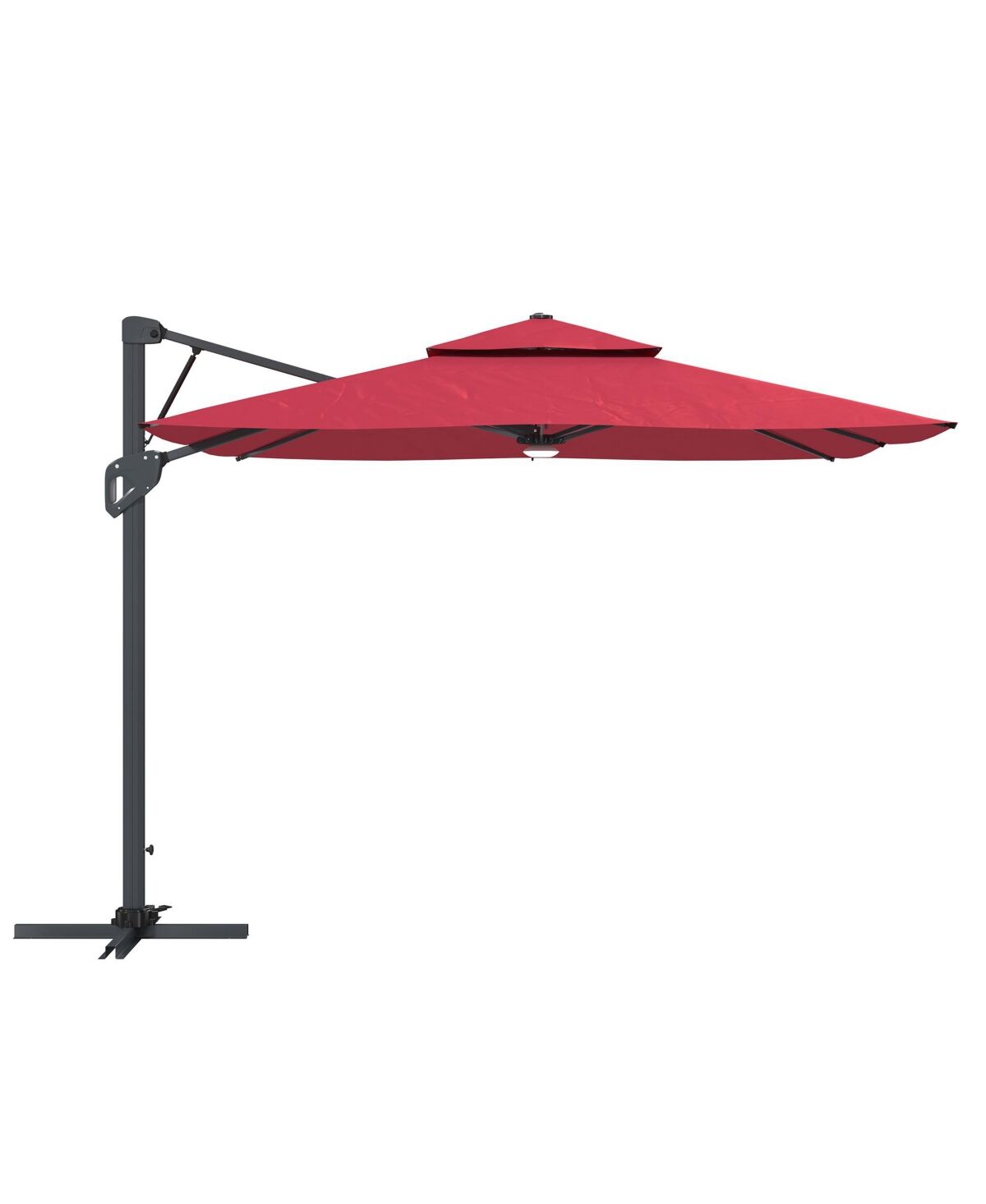 Mondawe 10ft Square Solar Led Offset Cantilever Outdoor Patio Umbrella with Built-in Bluetooth Speaker - Red