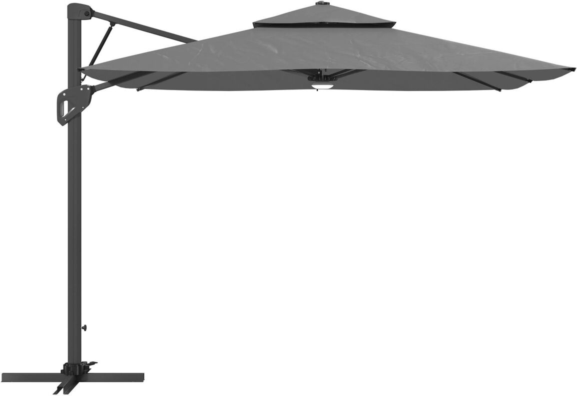 Mondawe 10ft Square Solar Led Offset Cantilever Outdoor Patio Umbrella with Built-in Bluetooth Speaker - Dark gray