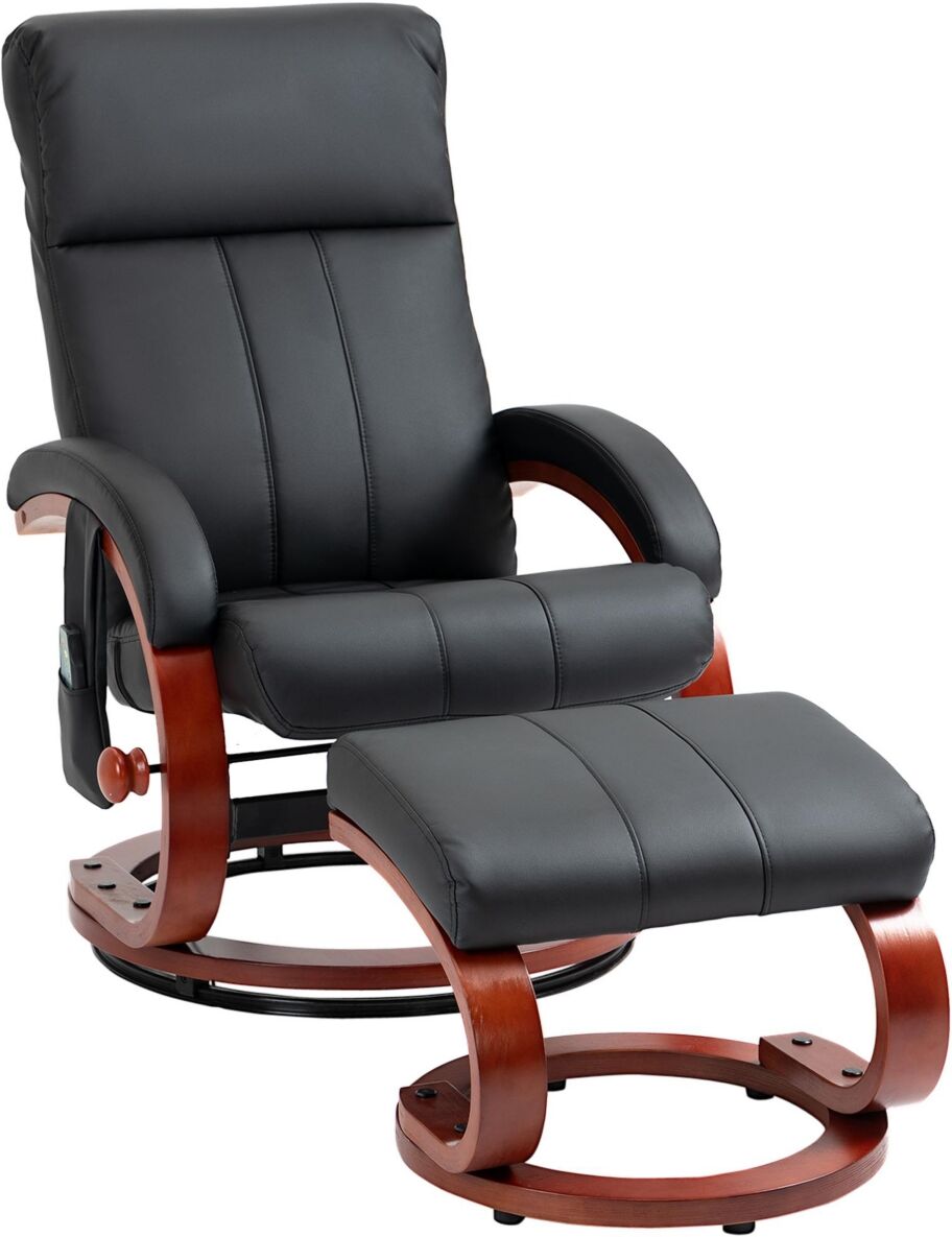 Homcom Recliner Chair with Ottoman, Electric Faux Leather Recliner with 10 Vibration Points and 5 Massage Mode, Reclining Chair with Remote Control, S