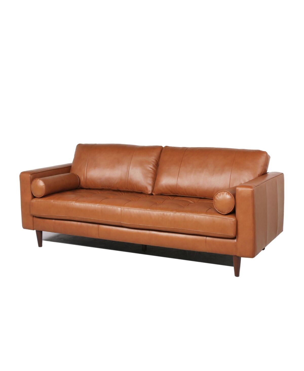 Nice Link Maebelle Leather Sofa with Tufted Seat And Back - Camel