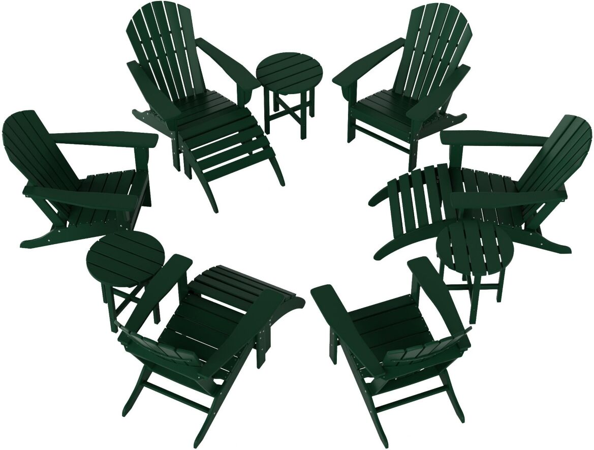 Westintrends 12 Piece Set Outdoor Adirondack Chair With Ottoman Side Table - Dark Green