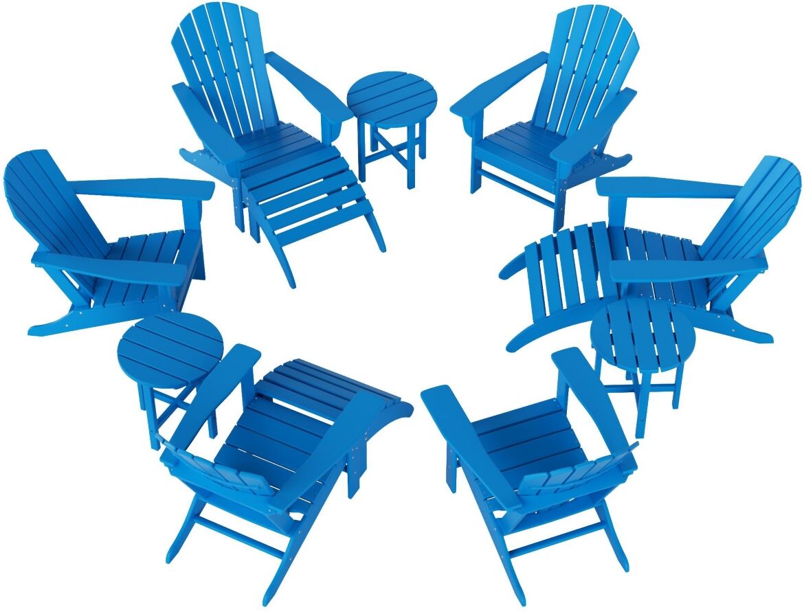 Westintrends 12 Piece Set Outdoor Adirondack Chair With Ottoman Side Table - Pacific Blue