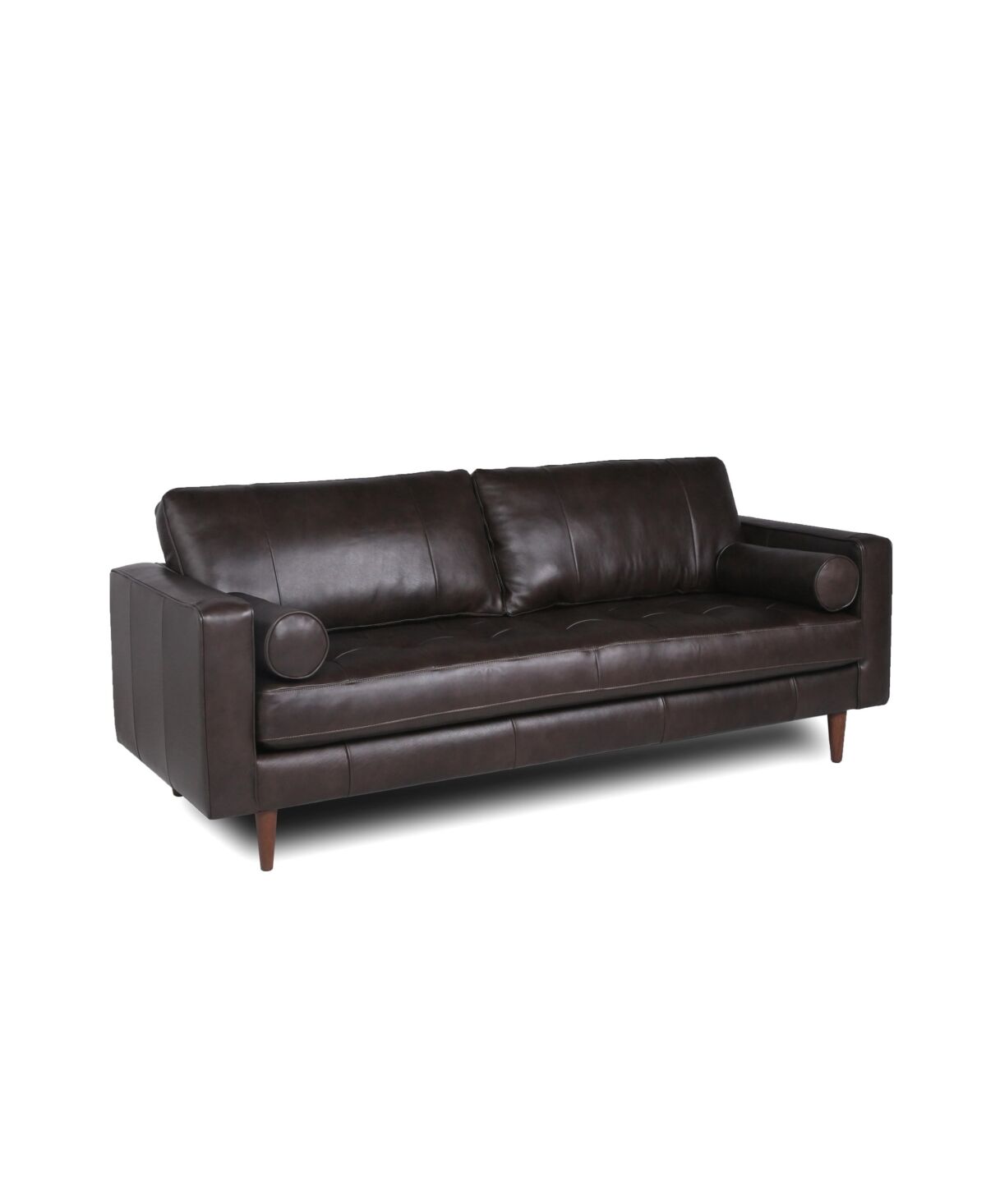 Nice Link Maebelle Leather Sofa with Tufted Seat And Back - Brown