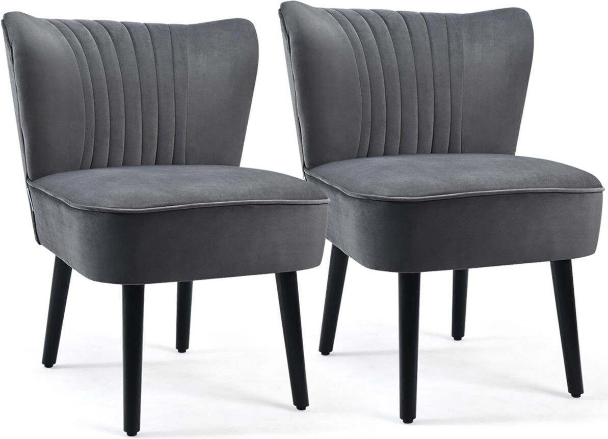 Costway Set of 2 Armless Accent Chair Upholstered Leisure Chair Single Sofa - Dark Grey