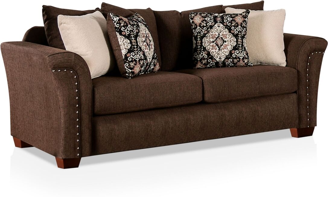 Furniture Of America Varney Upholstered Sofa - Chocolate, Tan