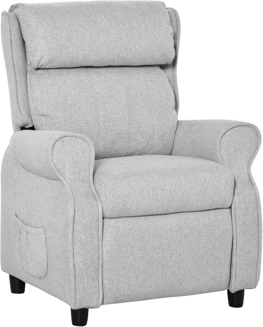 Qaba Kids Recliner Adjustable Armchair Sofa, Soft Sponge Cushion, Grey - Grey