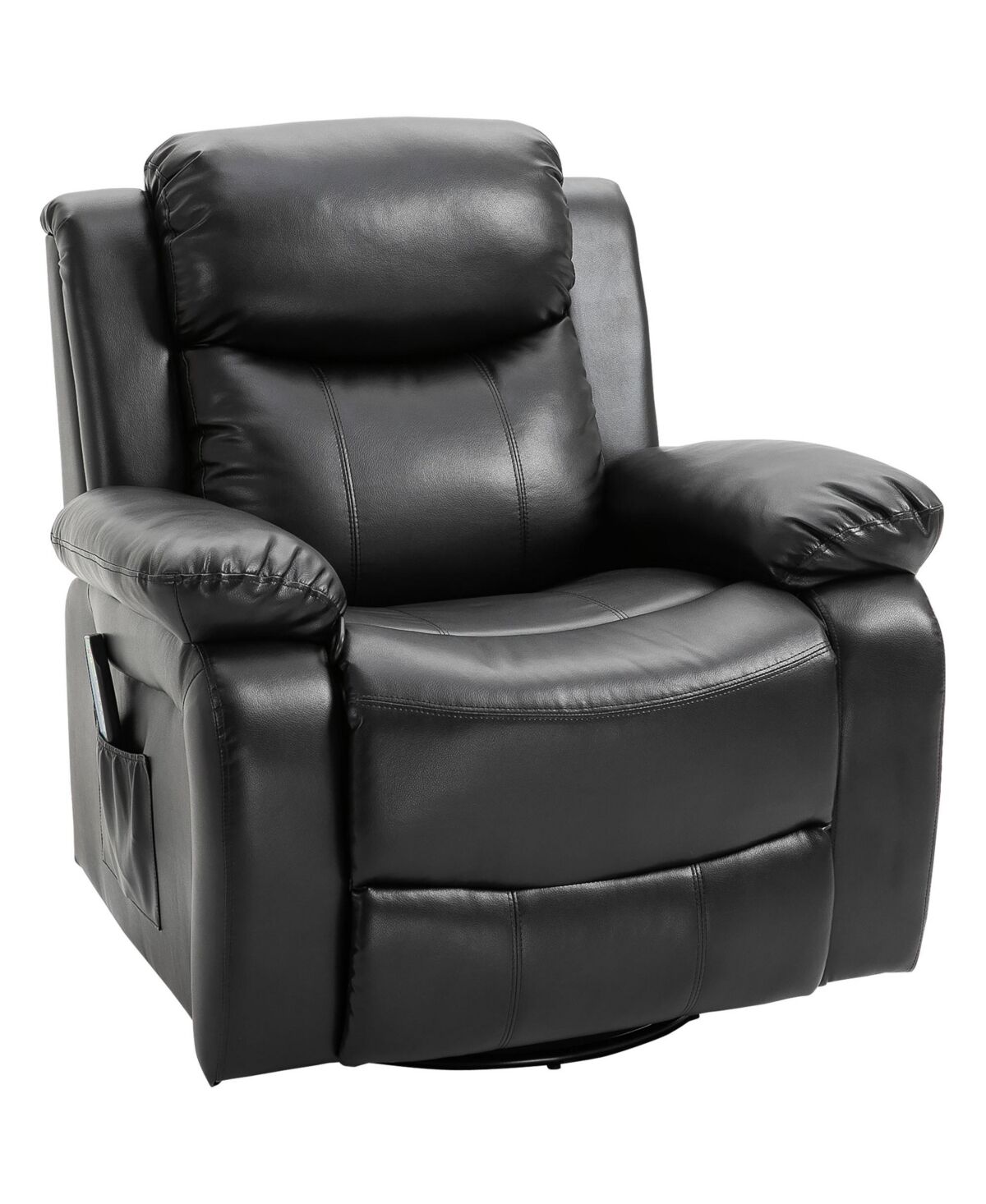 Homcom Pu Leather Massage Recliner Chair, Swivel Rocker Sofa with Remote Control, Footrest, Padded Seat for Living Room, Bedroom, Black - Black